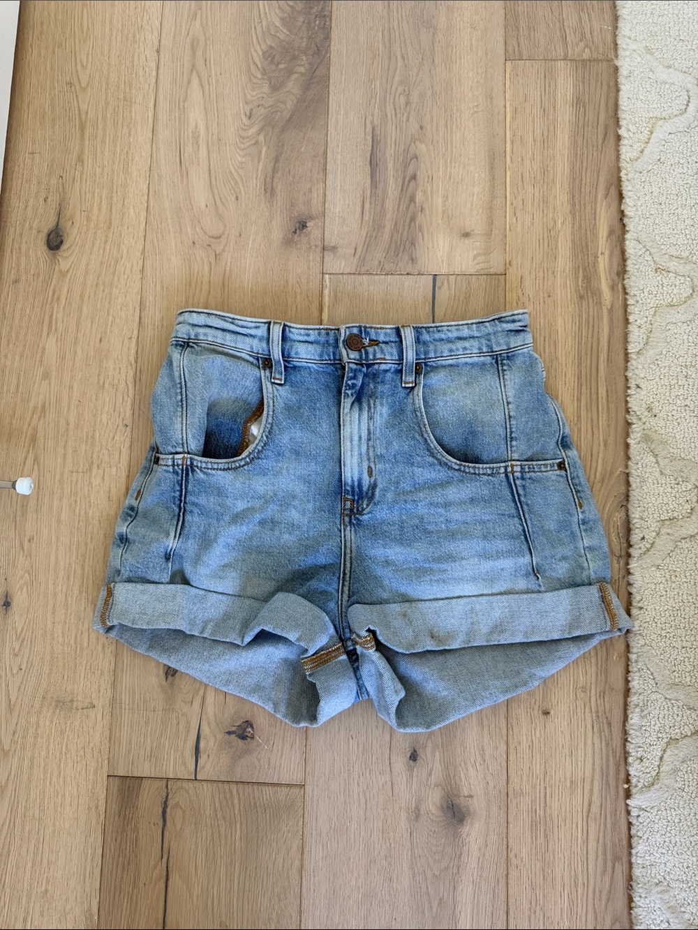 High-Waist Light Blue Denim Shorts